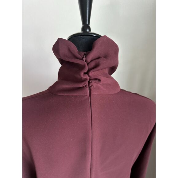 McQ Alexander McQueen Women's Crepe Oxblood Turtleneck Cropped Top Size 6 - Picture 9 of 14